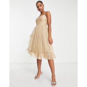 Collective the Label Sequin Tulle Ruched Midi Dress NWT- Sz 12